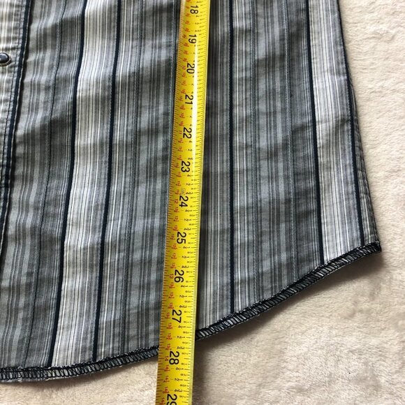 AGE of Wisdom Grey & Blue Striped Pearl Snap Button Down Shirt Size Small - Picture 8 of 8
